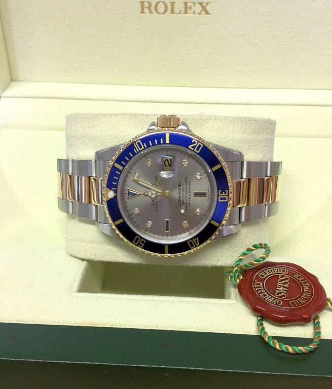 Rolex replica Submariner Date 16613 Bi-Colour Serti blue dial - immagine 3