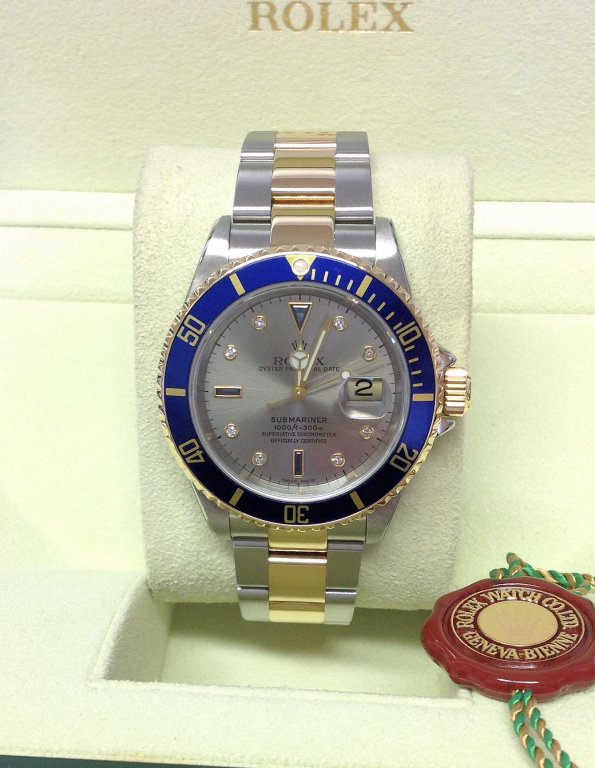 Rolex replica Submariner Date 16613 Bi-Colour Serti blue dial - immagine 8