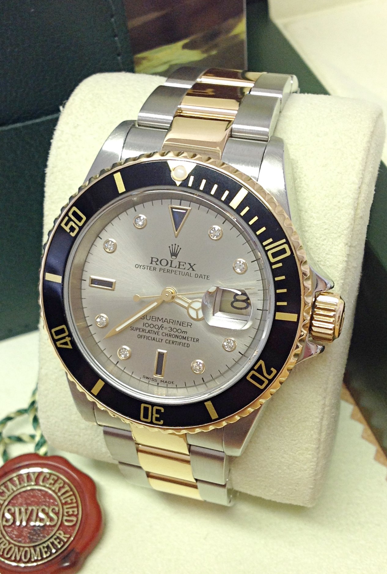 Rolex replica Submariner Date 16613 Bi-Colour Serti black dial - immagine 2