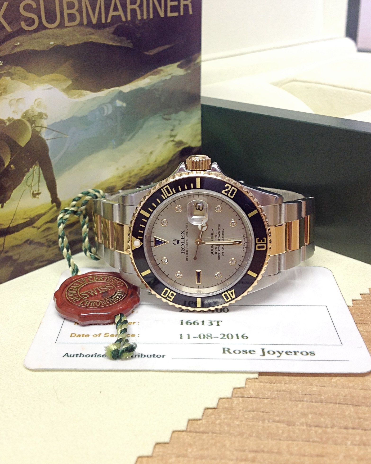 Rolex replica Submariner Date 16613 Bi-Colour Serti black dial - immagine 4