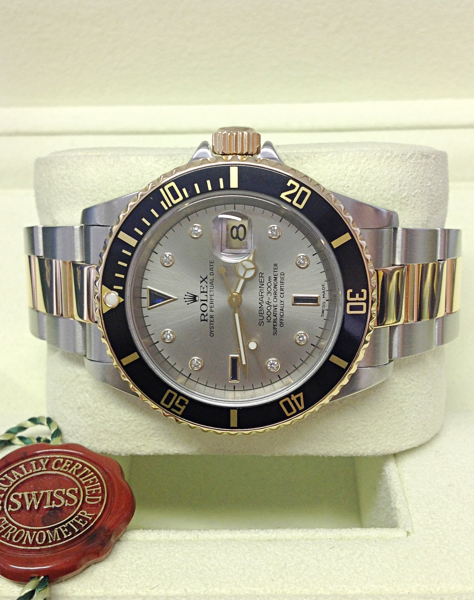 Rolex replica Submariner Date 16613 Bi-Colour Serti black dial - immagine 7