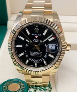 Rolex replica Sky-Dweller 326938 Yellow Gold black dial