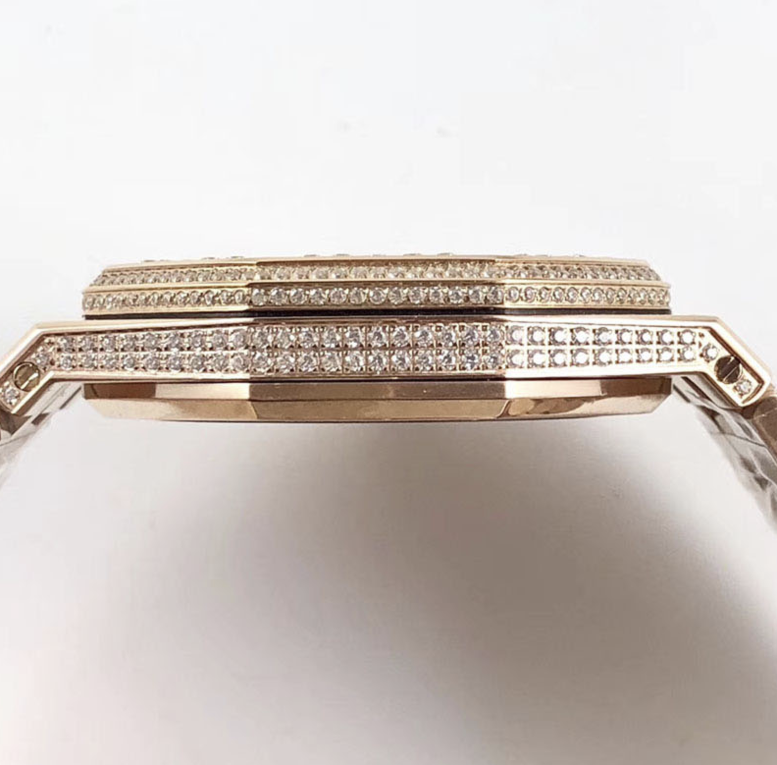 Audemars piguet replica royal oak 15400ST 41mm rose gold full paved diamonds white dial - immagine 7