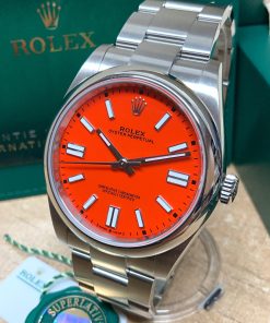 Alternative view of Rolex replica Oyster Perpetual 41 124300 Coral Dial