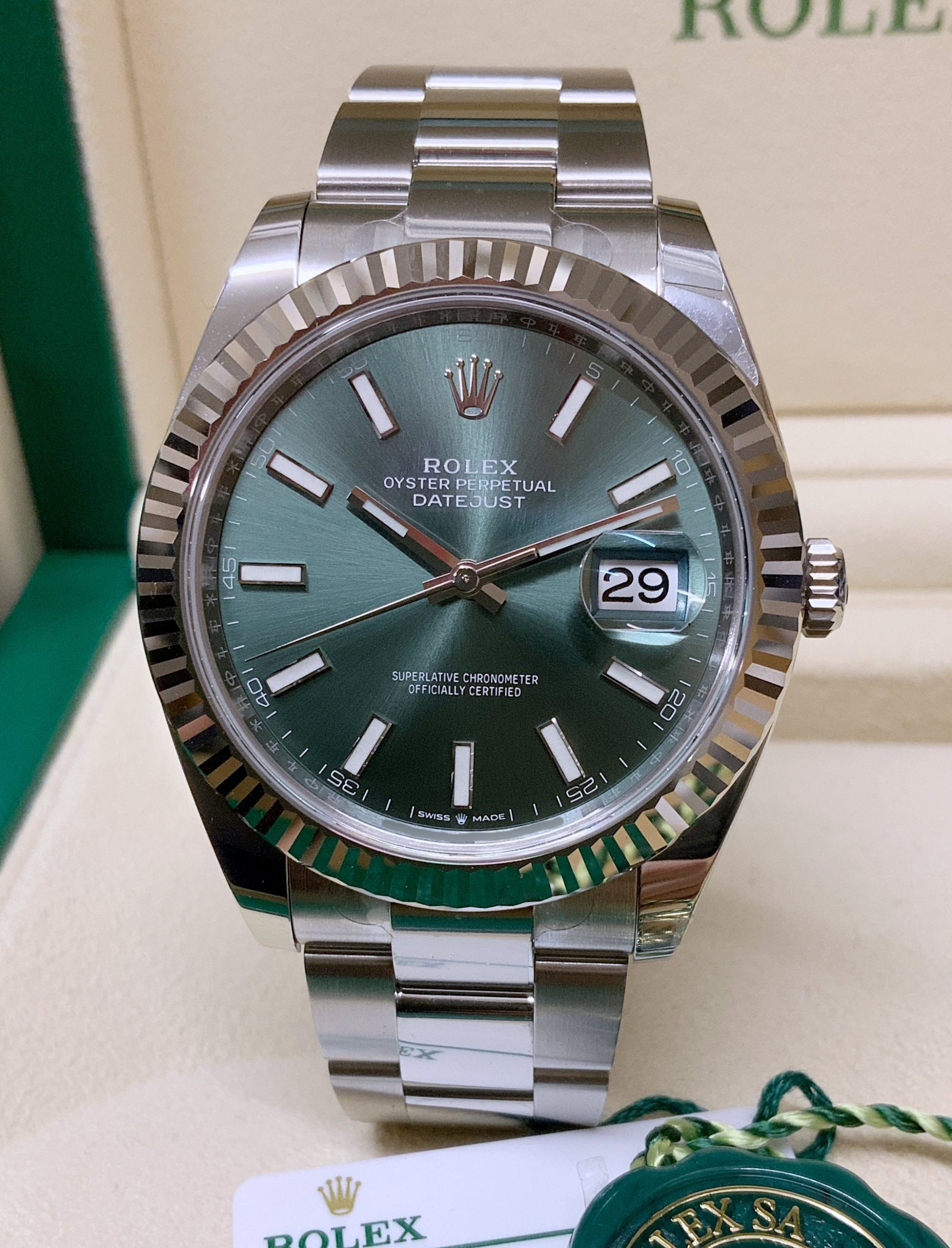 Rolex replica datejust 41mm 126334 mint green dial oyster bracelet