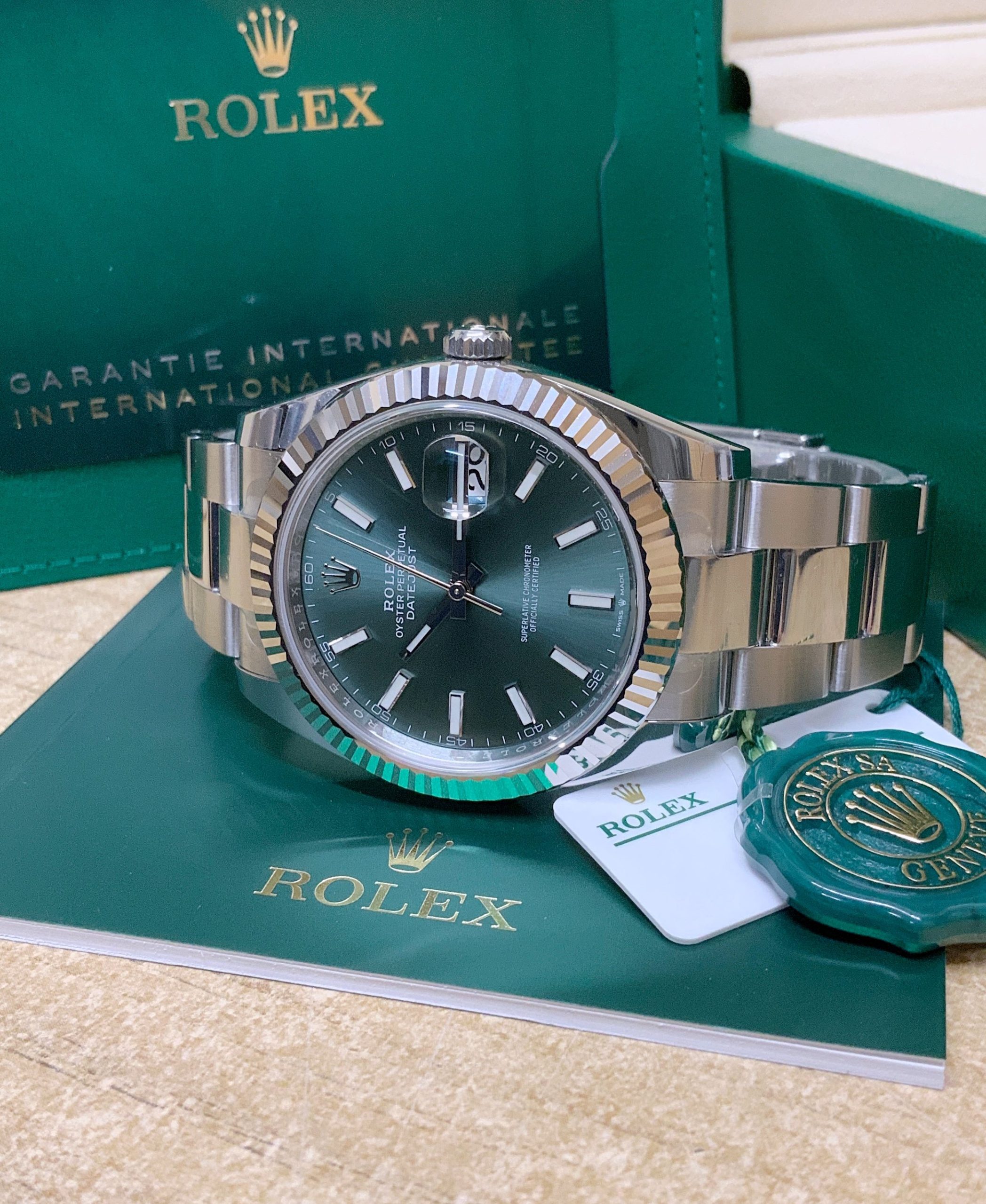 Rolex replica datejust 41mm 126334 mint green dial oyster bracelet - immagine 8