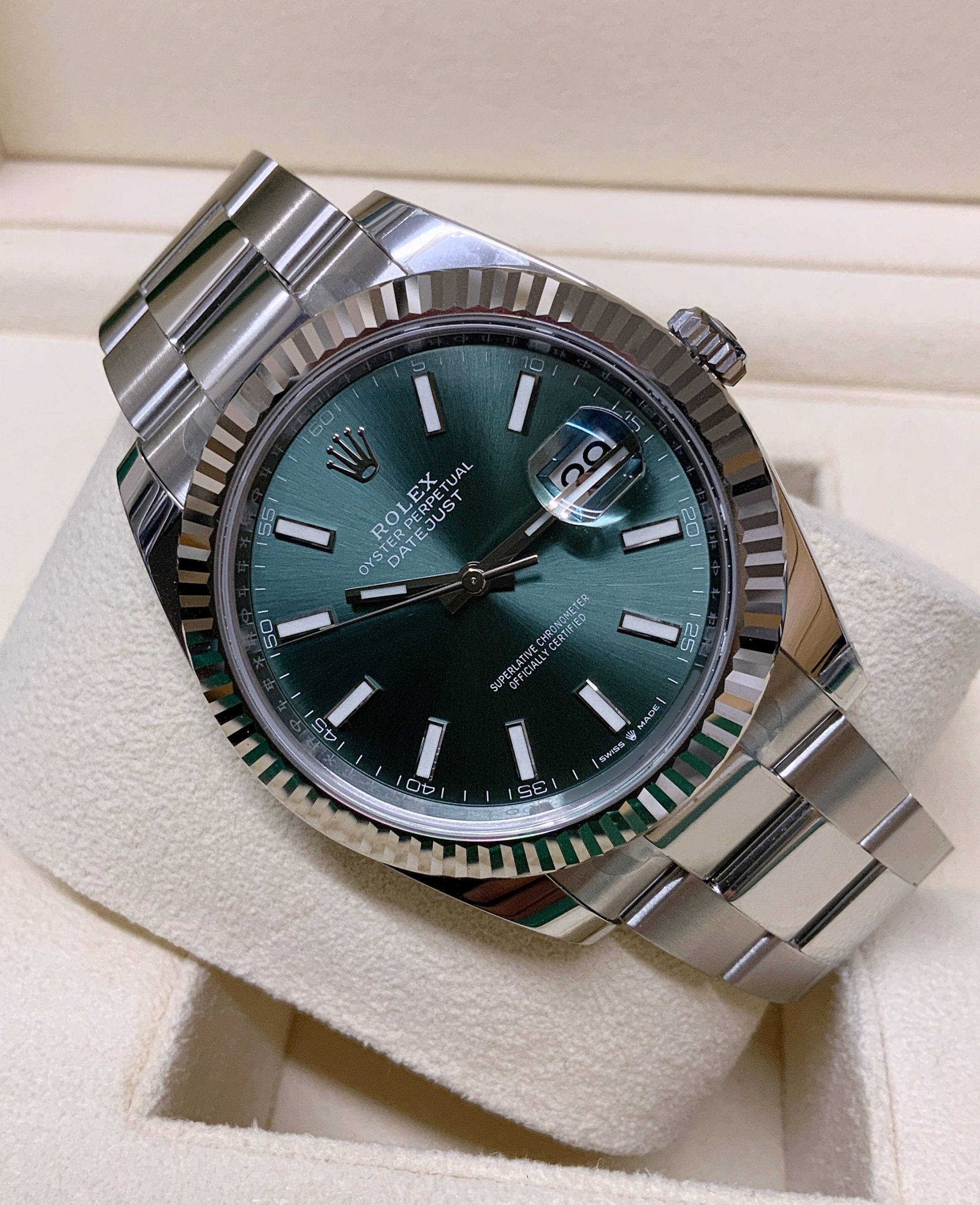 Rolex replica datejust 41mm 126334 mint green dial oyster bracelet - immagine 9