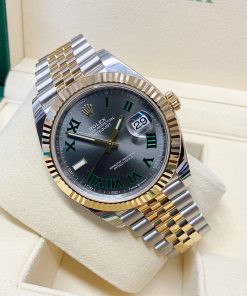 Alternative view of Rolex replica Datejust 41mm 126333 Wimbledon Dial acciaio oro