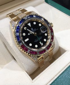 Alternative view of Rolex replica GMT-Master II 116758SARU yellow gold
