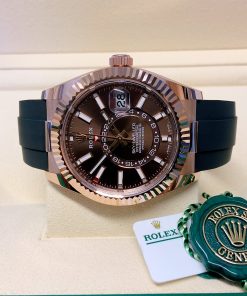 Alternative view of Rolex replica Sky-Dweller 326235 Rose Gold Oysterflex