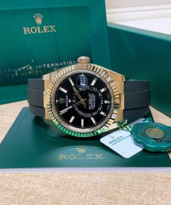 Alternative view of Rolex replica Sky-Dweller 326238 Yellow Gold Oysterflex