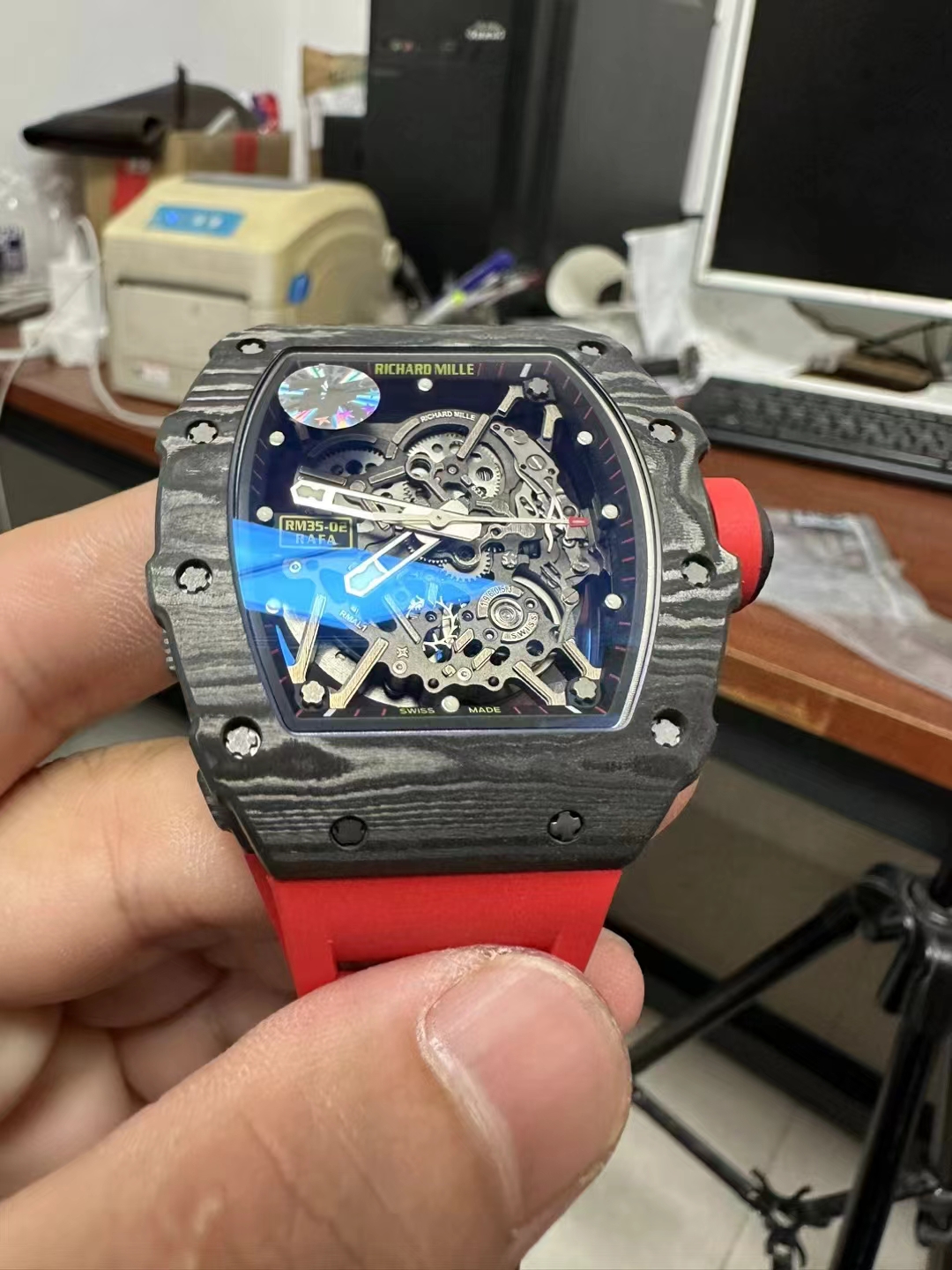 Richard Mille replica Rafa Nadal RM35-01 carbon red strap - immagine 3