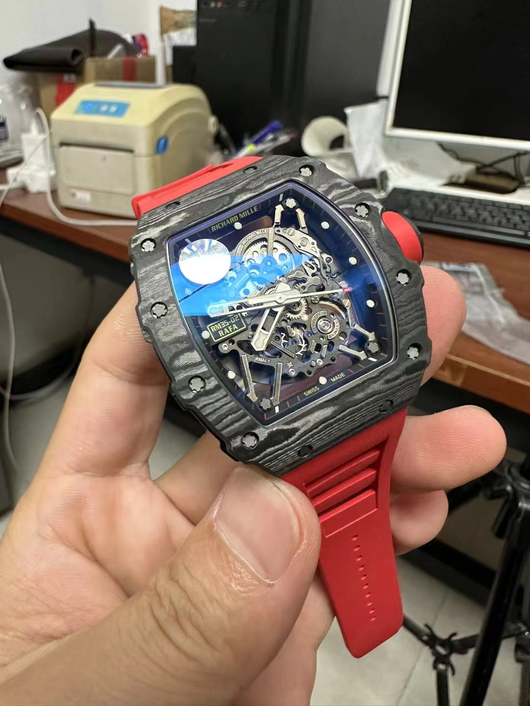 Richard Mille replica Rafa Nadal RM35-01 carbon red strap - immagine 7