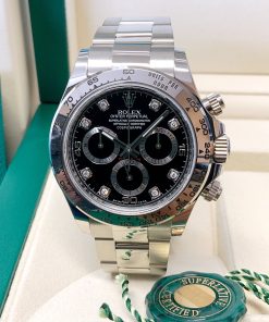Rolex replica daytona 116509 white gold black diamond dial
