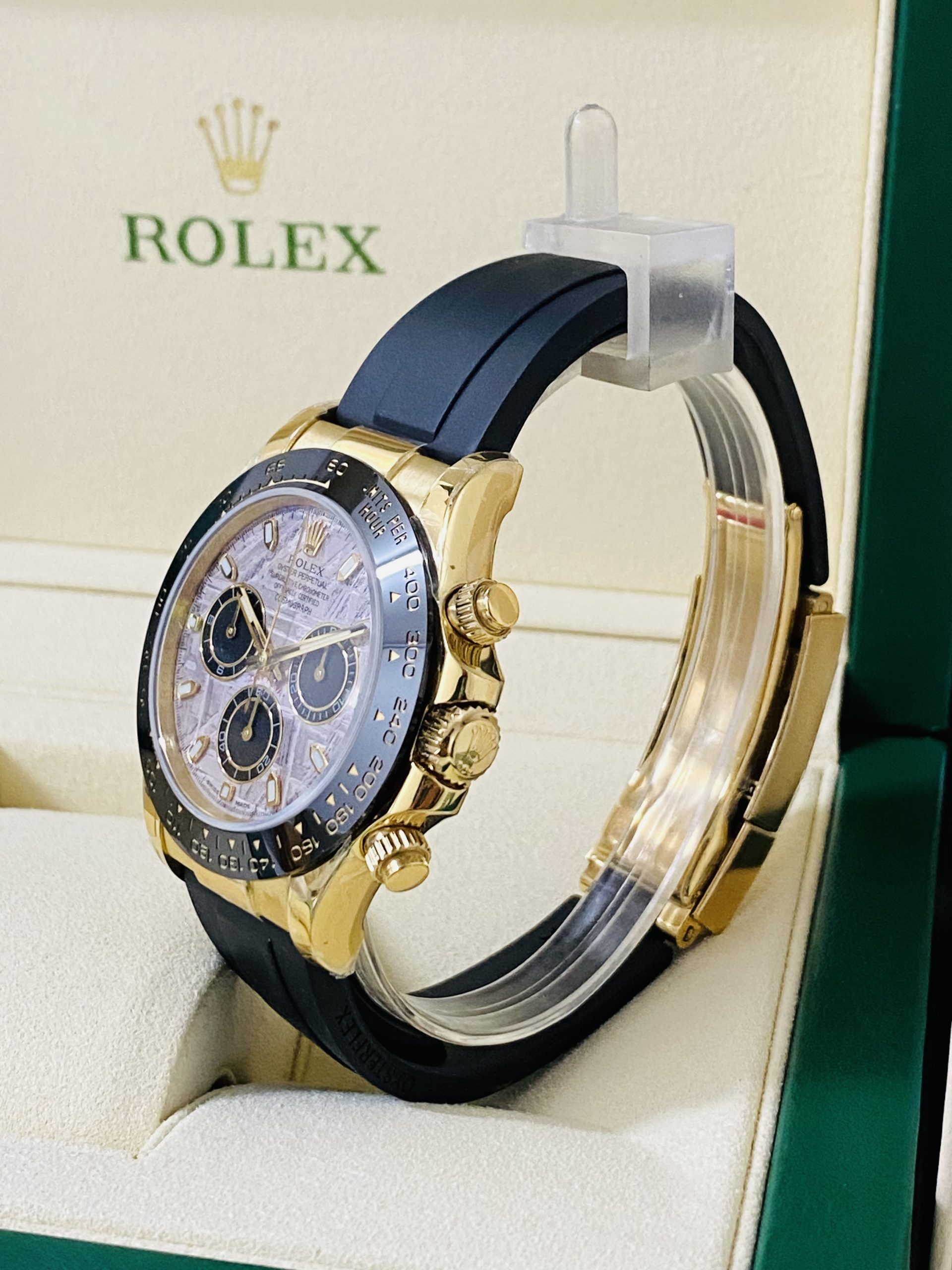 Rolex replica daytona oysterflex 116518LN yellow gold meteorite dial - immagine 5