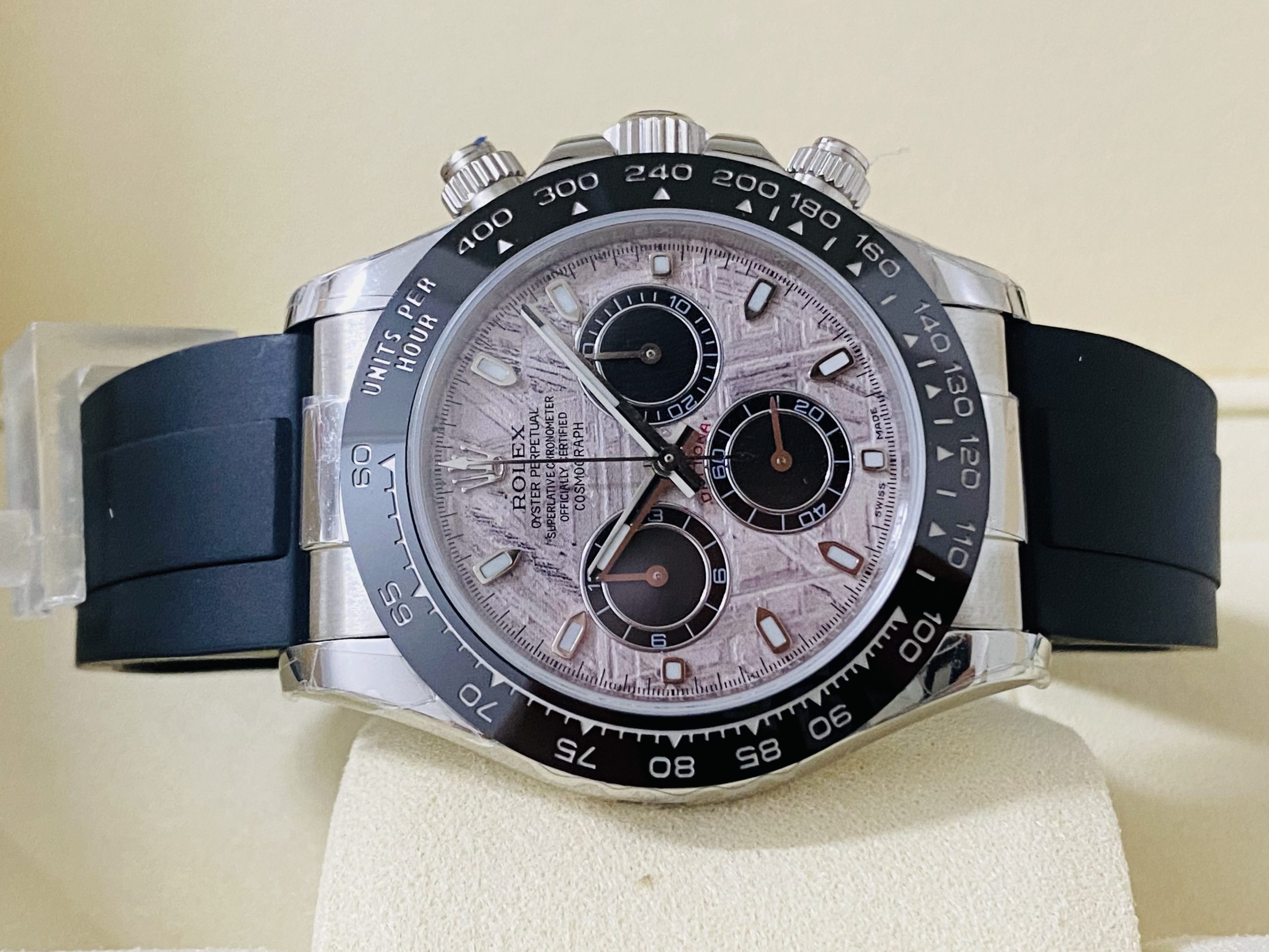 Rolex replica daytona oysterflex 116519LN white gold meteorite dial - immagine 4