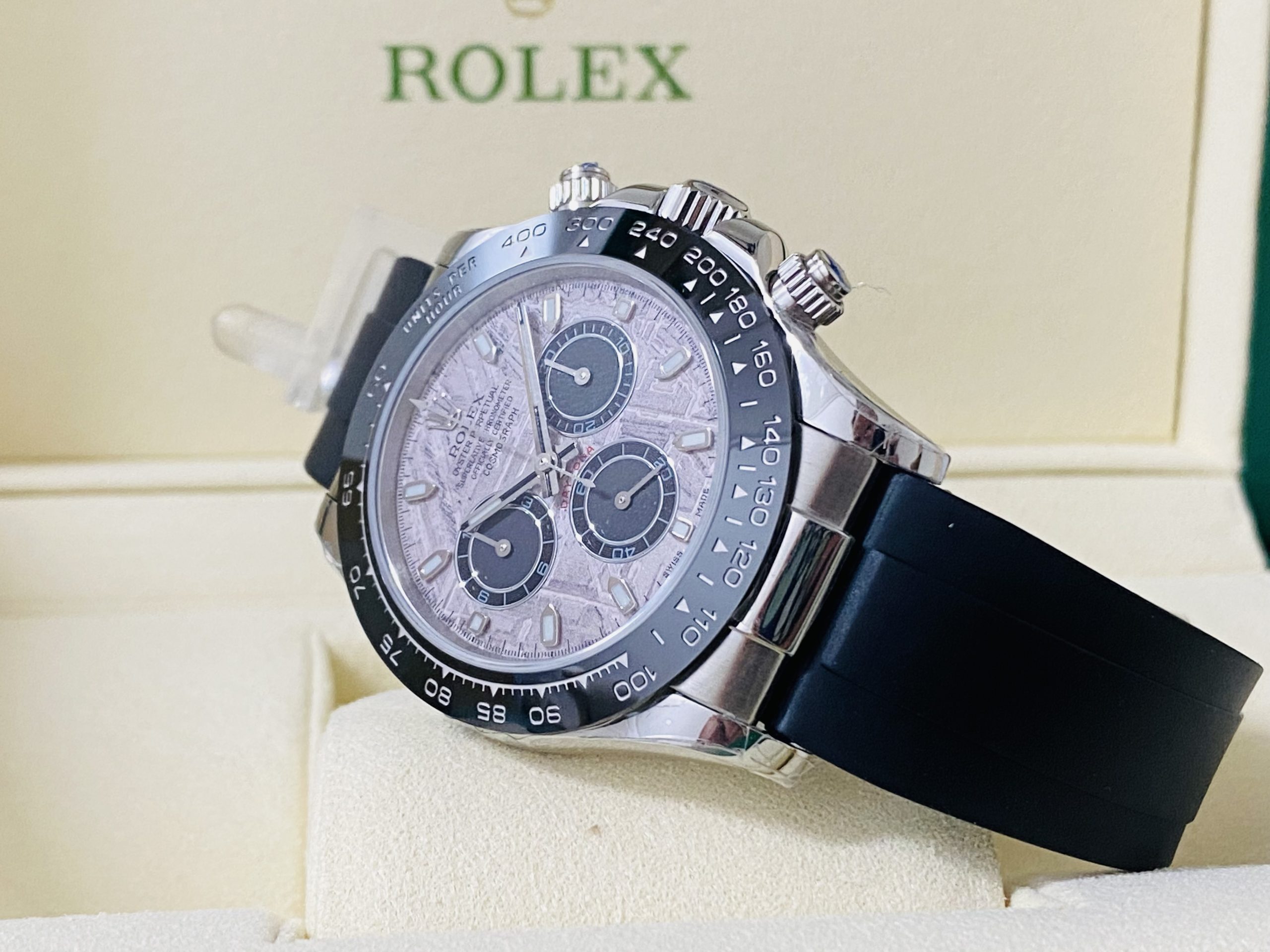 Rolex replica daytona oysterflex 116519LN white gold meteorite dial - immagine 5