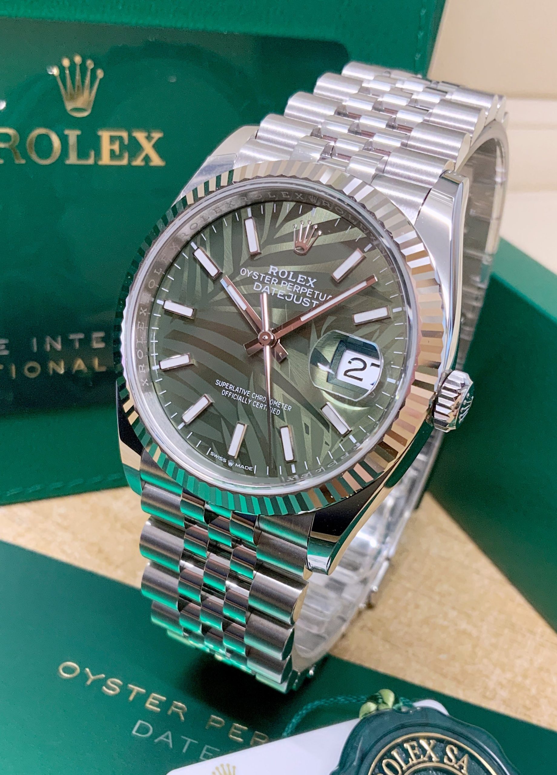 Rolex replica Datejust 36mm 126234 green Palm Motif - immagine 6