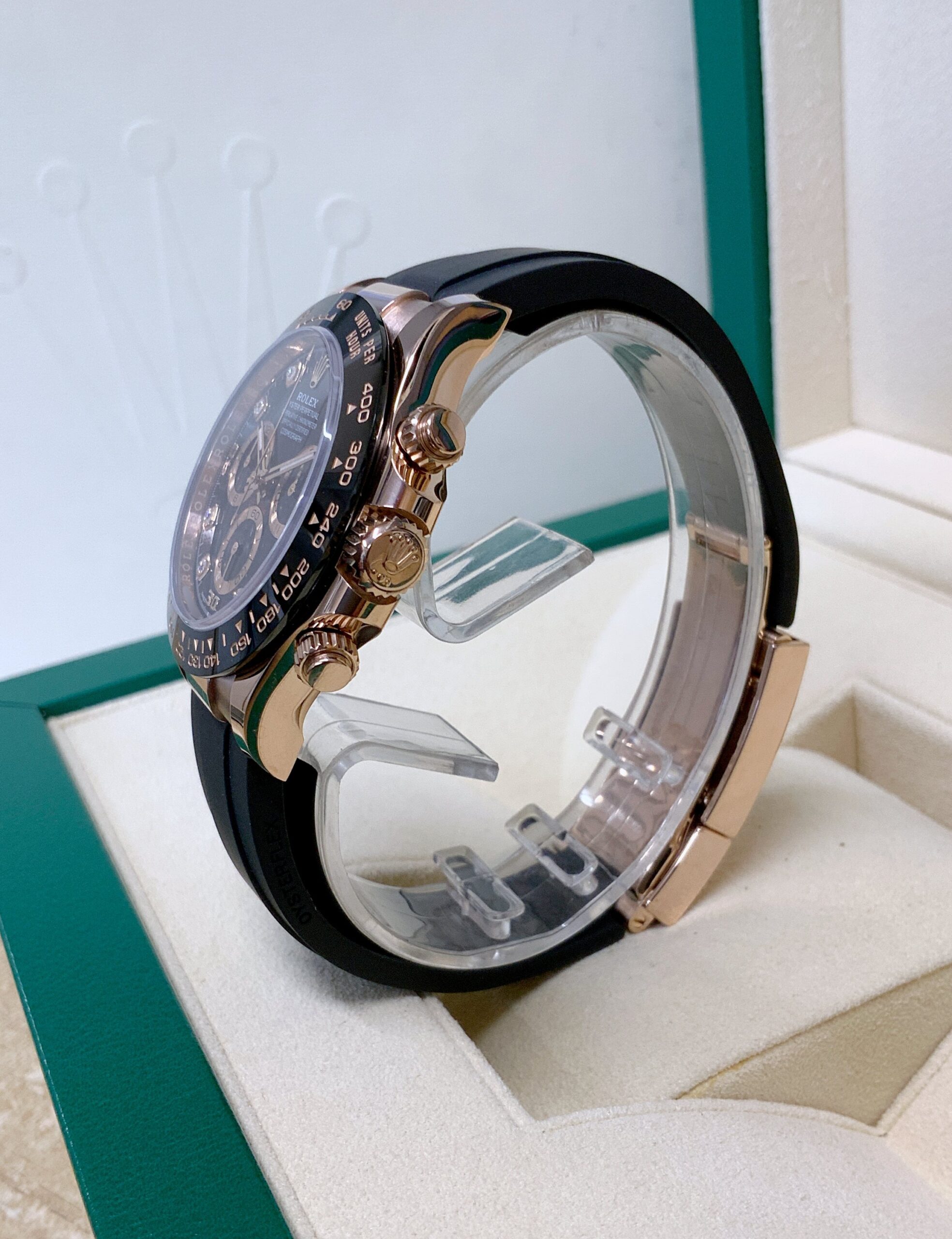 Rolex replica daytona oysterflex 116515LN rose gold diamond dial - immagine 4